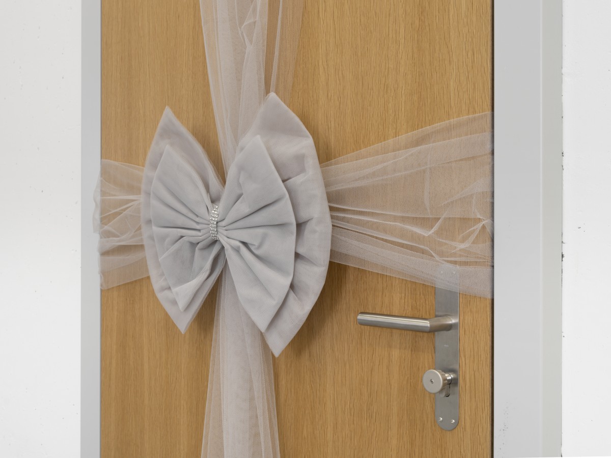 Jiajia Zhang, Attachment, 2023, tulle, rhinestones, variable dimension