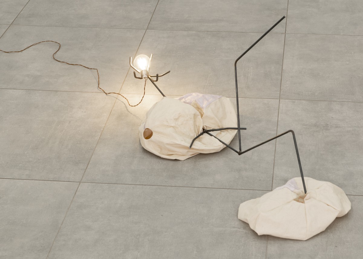 Karolin Braegger, One Skin Too Few, 2022, lightbulb, textile, steel, wire, electricity - All Stars Lausanne